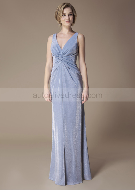 Silver Jersey Twist Pleated Bridesmaid Dress Silver Jersey Twist Pleated Bridesmaid Dress